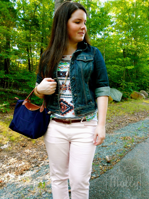 Aztec Print T-Shirt + Pink Jeans - still being [molly] - North Carolina Fashion Blogger