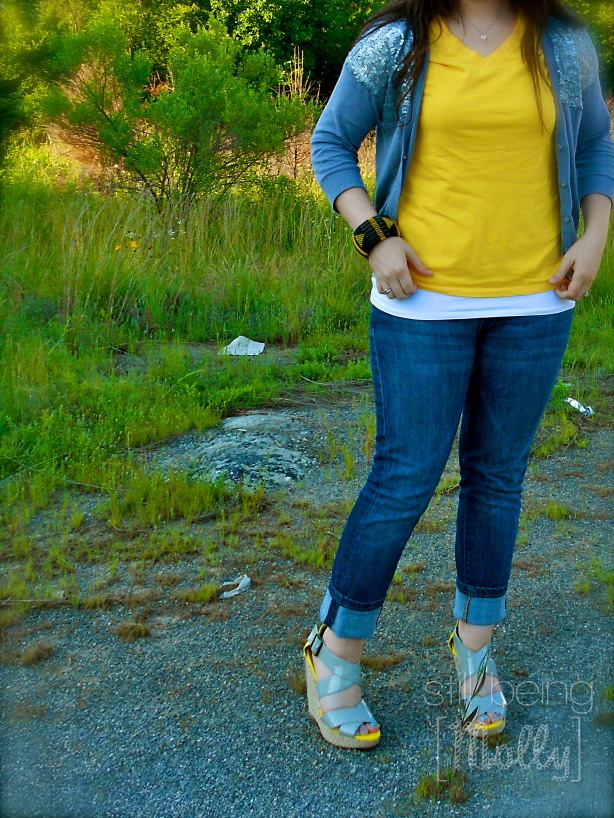still being [molly] - Grey and Yellow Outfit and Wedges #Fashion