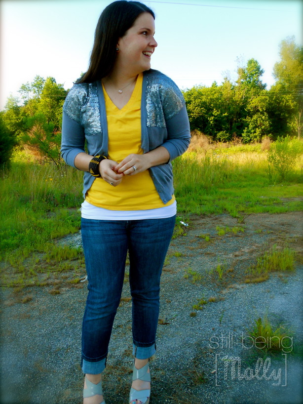still being [molly] - Grey and Yellow Outfit and Wedges #Fashion