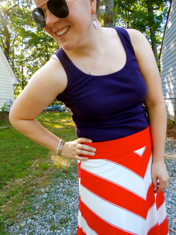 purple tank, chevron skirt - still being [molly] north carolina fashion blogger