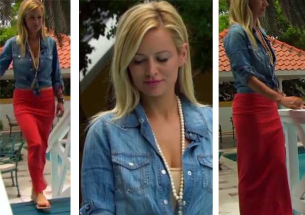 still being molly: emily maynard inspired chambray, jersey skirt, and pearls