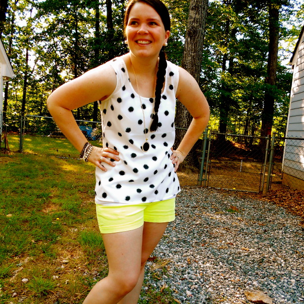 polka dots + neon shorts - north carolina fashion blogger