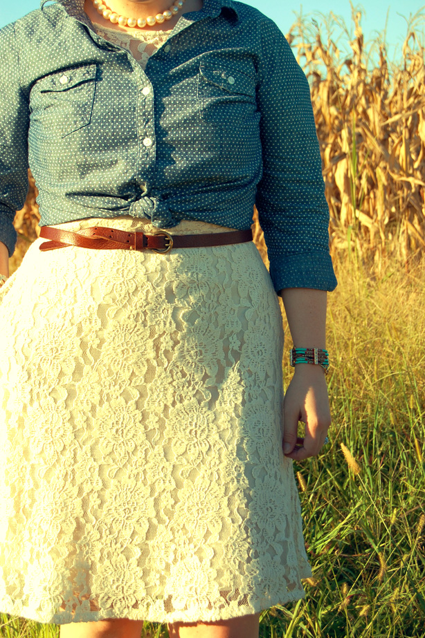still being molly: lace dress, polka dot chambray, & shyanne cowboy boots (4)