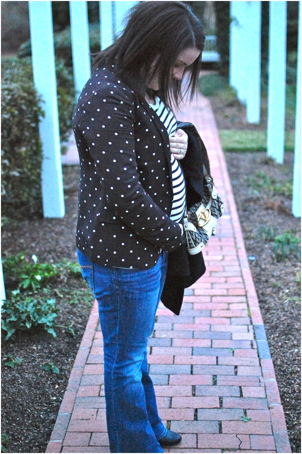 still being molly - maternity fashion: striped tee and polka dot blazer