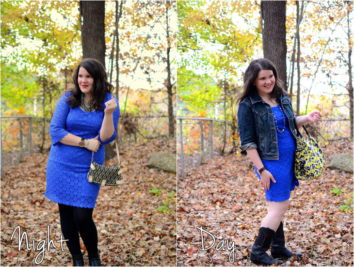 Transitioning a blue lace dress from day to night - Holiday party style the searsStyle way! #shop