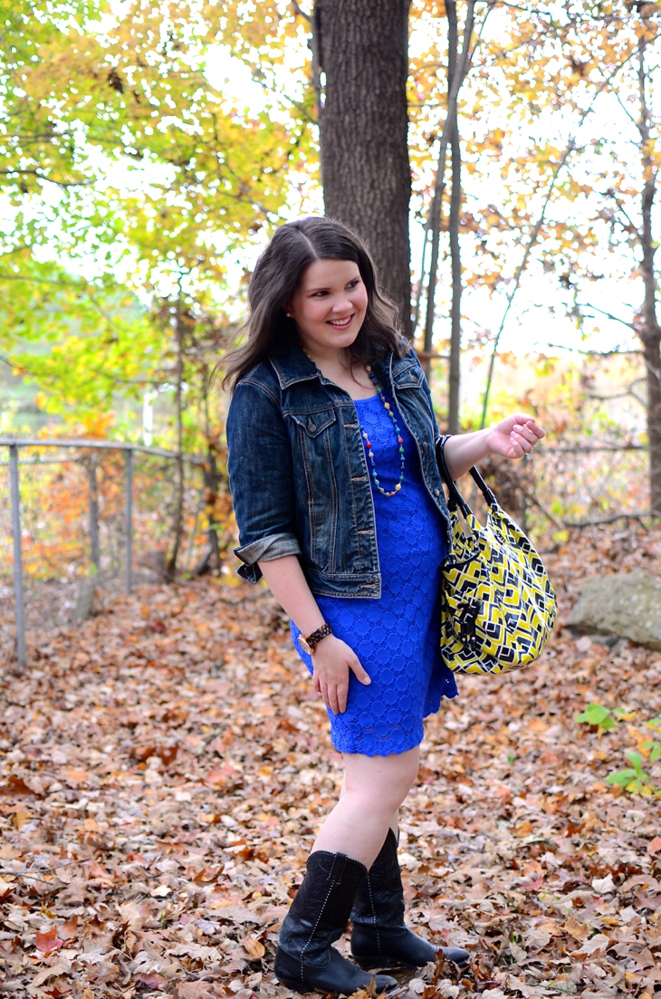 Transitioning a blue lace dress from day to night - Holiday party style the searsStyle way! #shop