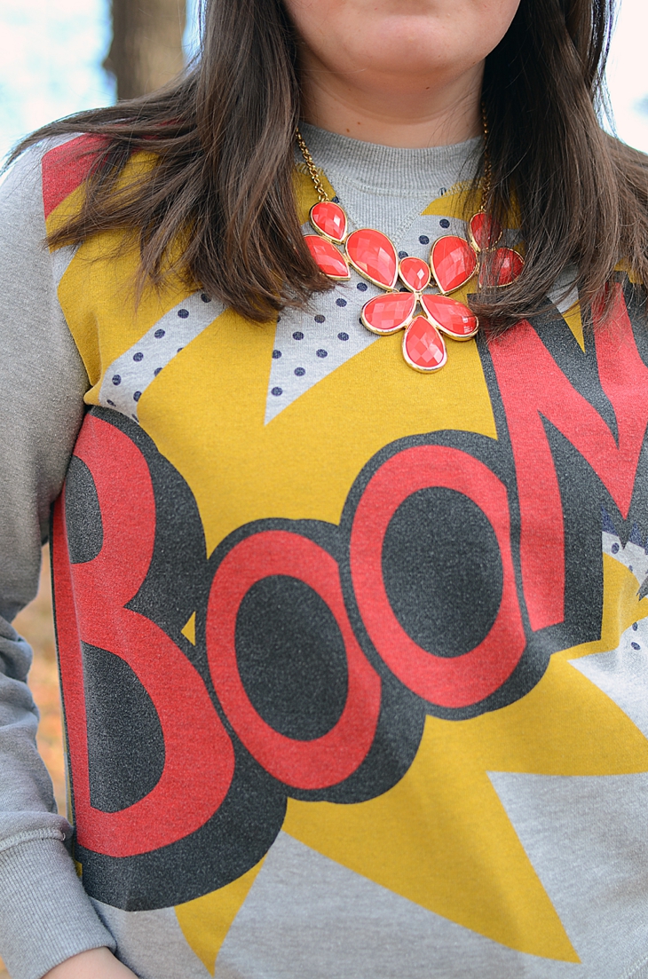 Fall Outfit Inspiration | BOOM Philip Lim 3.1 for Target graphic sweatshirt and red skirt