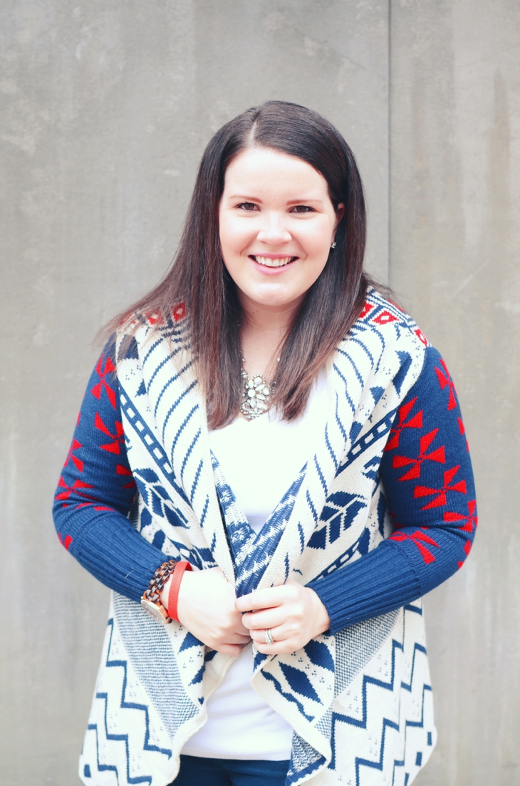 Winter Fashion | Oakleigh Rose Liberty Cardigan, navy cords, red TOMS